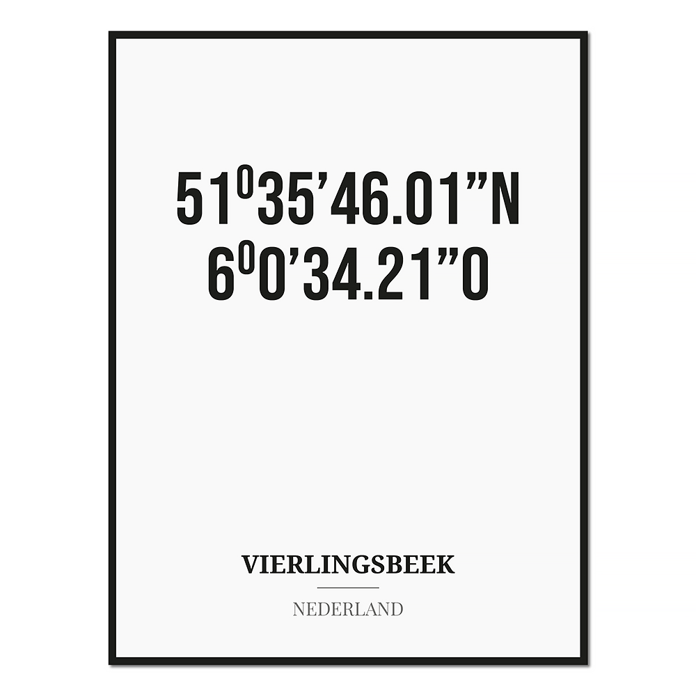 Poster/kaart VIERLINGSBEEK met coördinaten