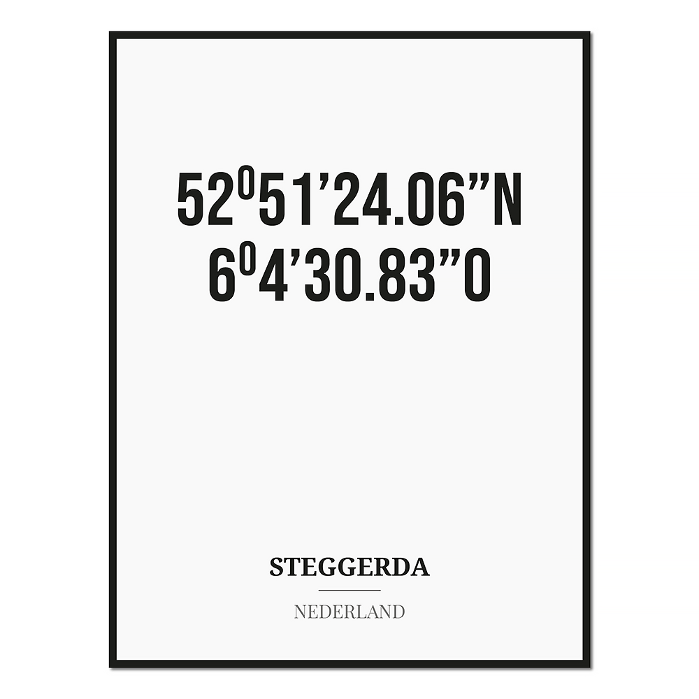 Poster/kaart STEGGERDA met coördinaten
