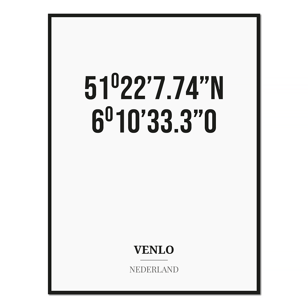 Poster/kaart VENLO met coördinaten