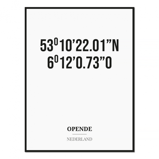 Poster/kaart OPENDE met coördinaten