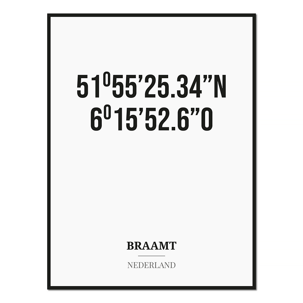 Poster/kaart BRAAMT met coördinaten