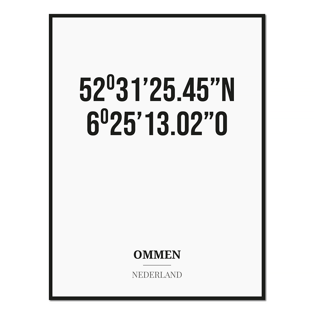 Poster/kaart OMMEN met coördinaten