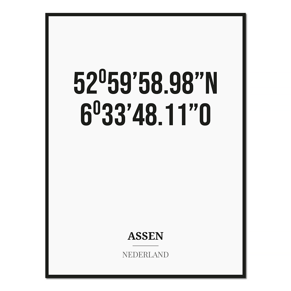 Poster/kaart ASSEN met coördinaten