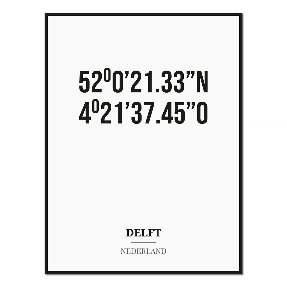Poster/kaart DELFT met coördinaten