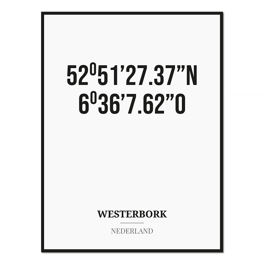 Poster/kaart WESTERBORK met coördinaten