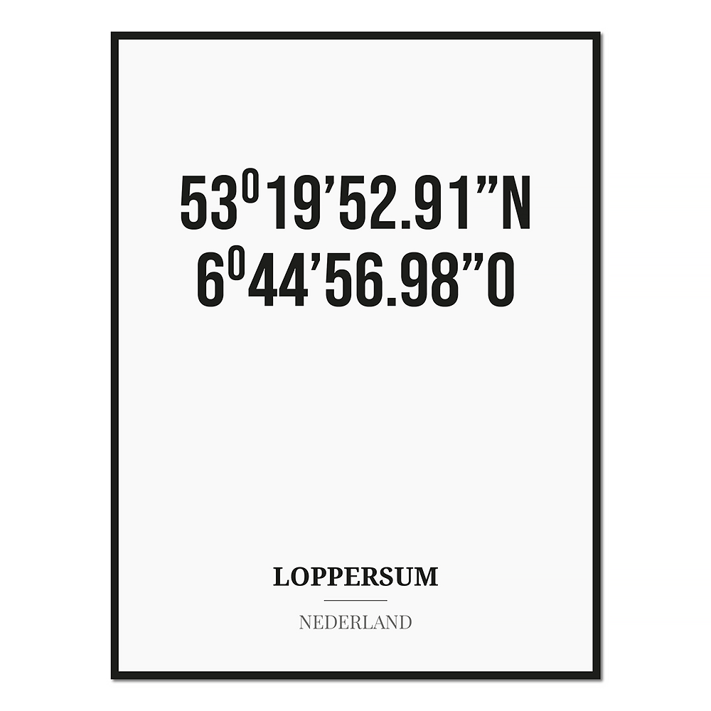 Poster/kaart LOPPERSUM met coördinaten