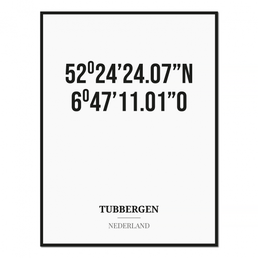 Poster/kaart TUBBERGEN met coördinaten