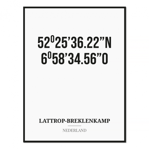 Poster/kaart LATTROP-BREKLENKAMP met coördinaten