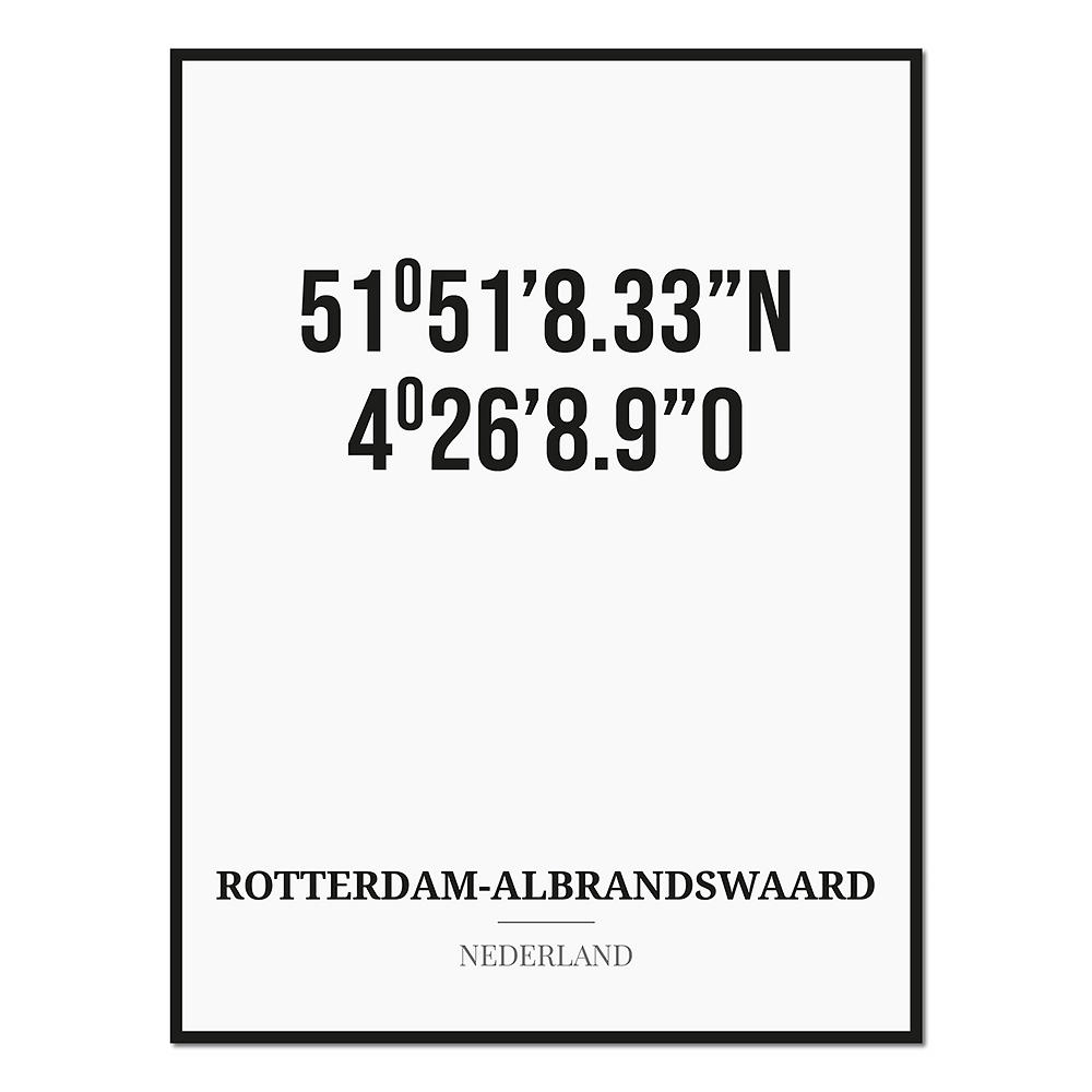 Poster/kaart ROTTERDAM-ALBRANDSWAARD met coördinaten