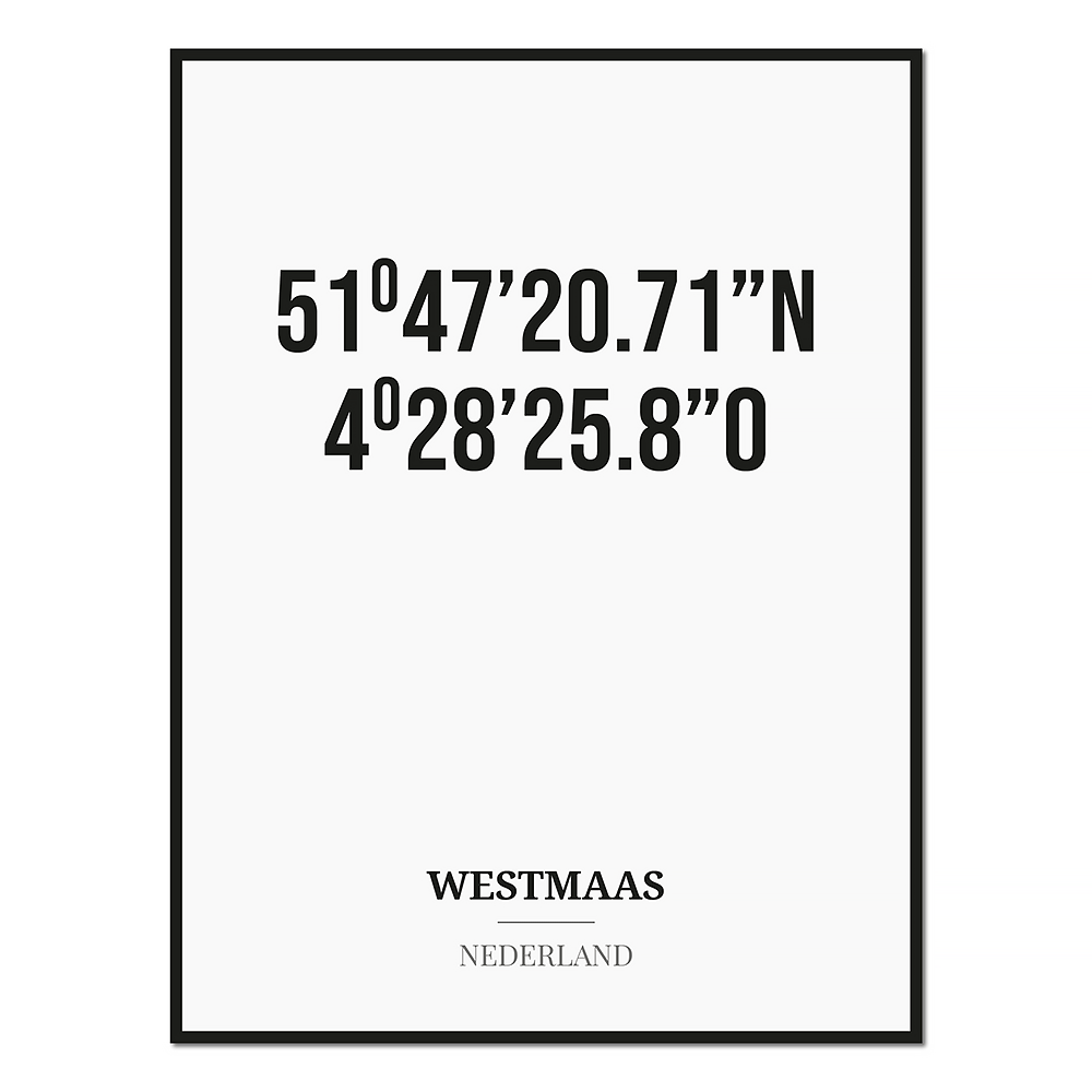 Poster/kaart WESTMAAS met coördinaten