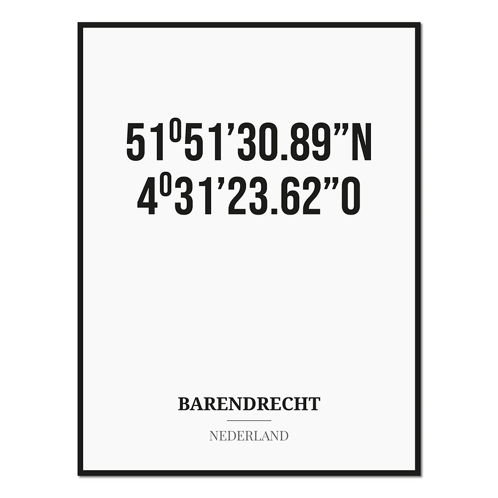 Poster/kaart BARENDRECHT met coördinaten