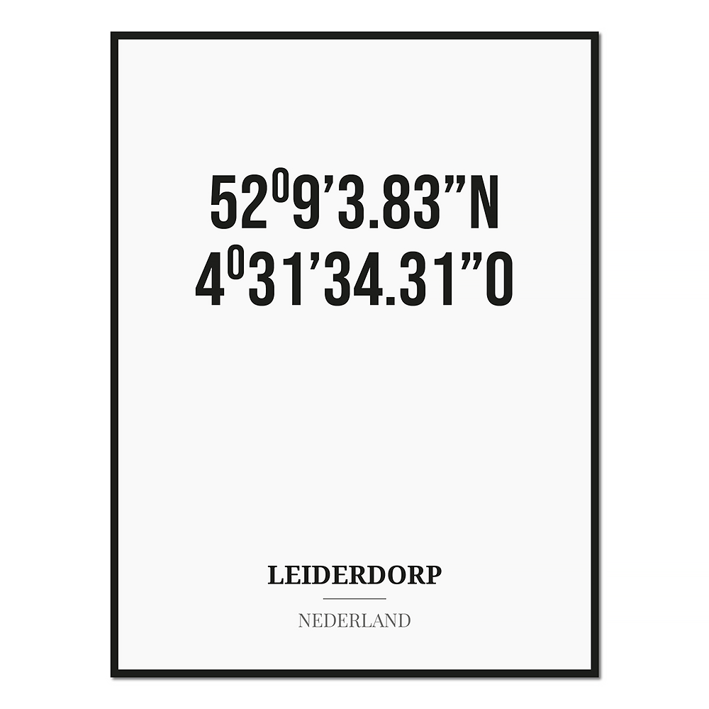 Poster/kaart LEIDERDORP met coördinaten