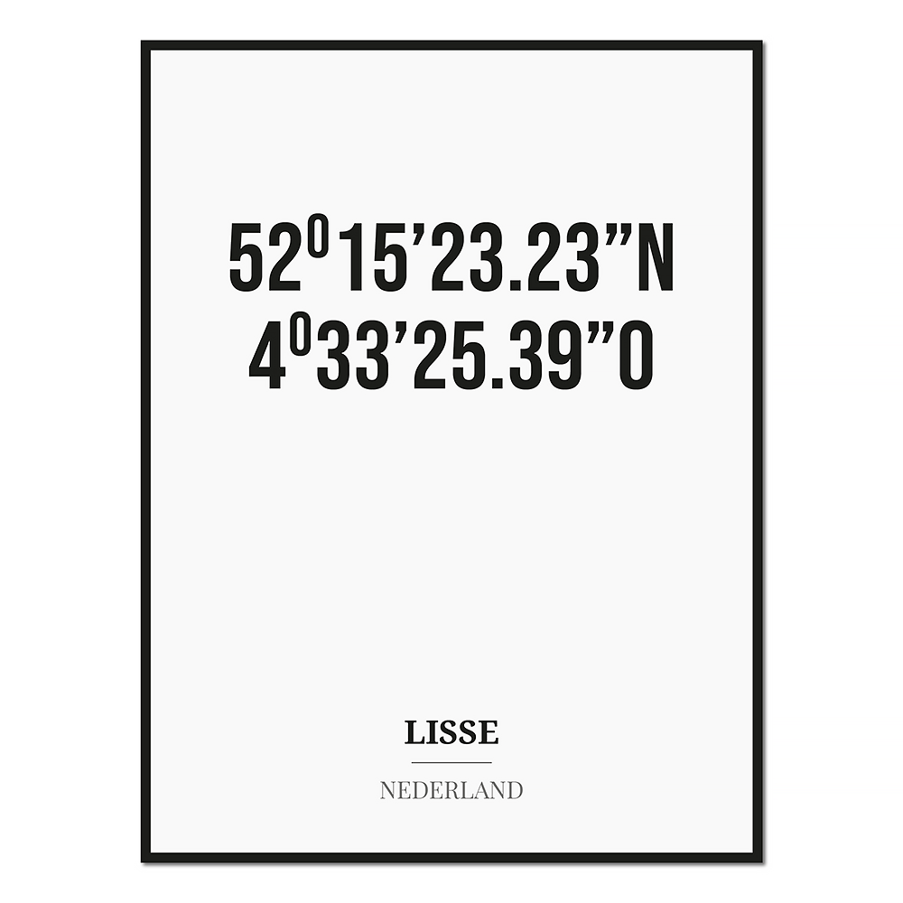 Poster/kaart LISSE met coördinaten