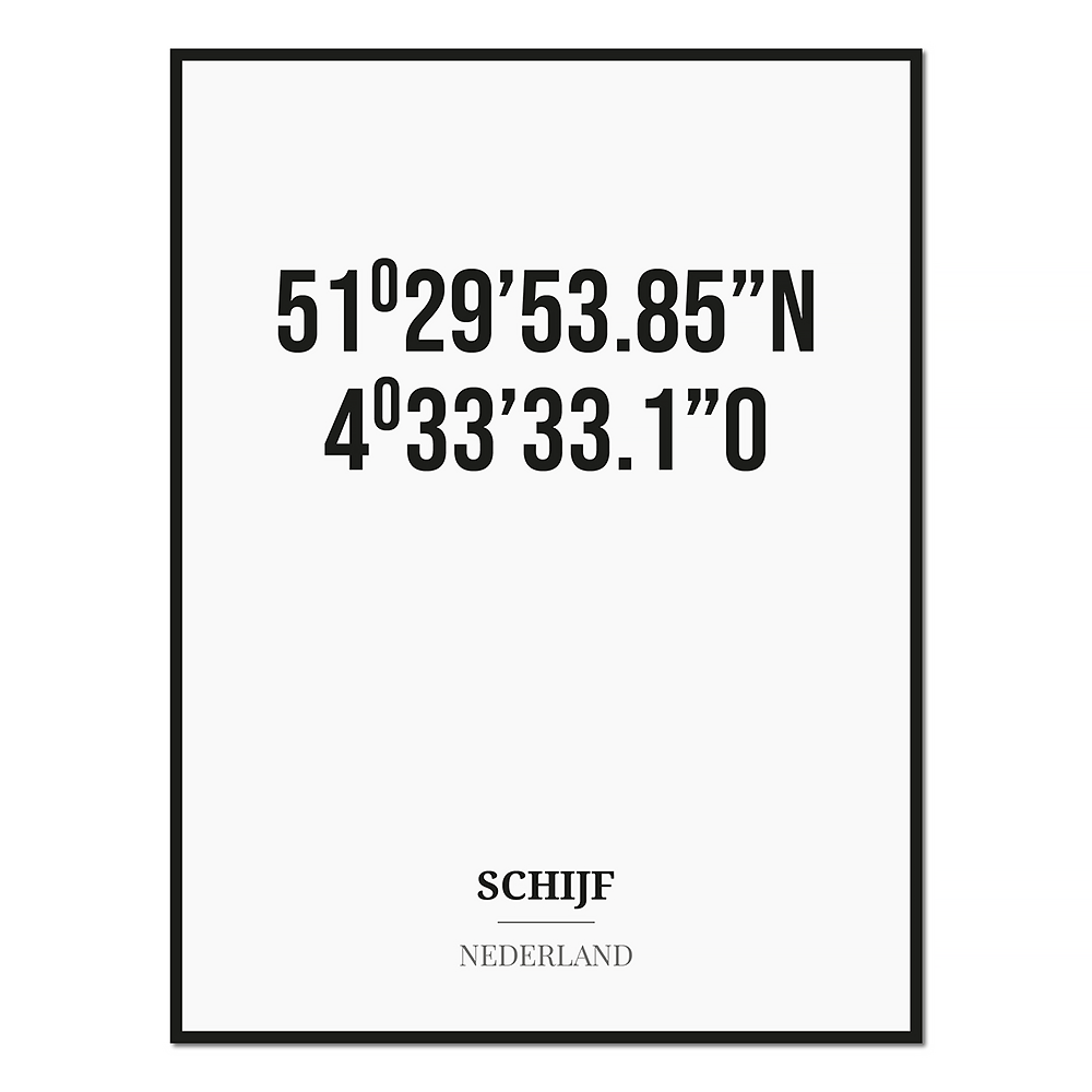 Poster/kaart SCHIJF met coördinaten