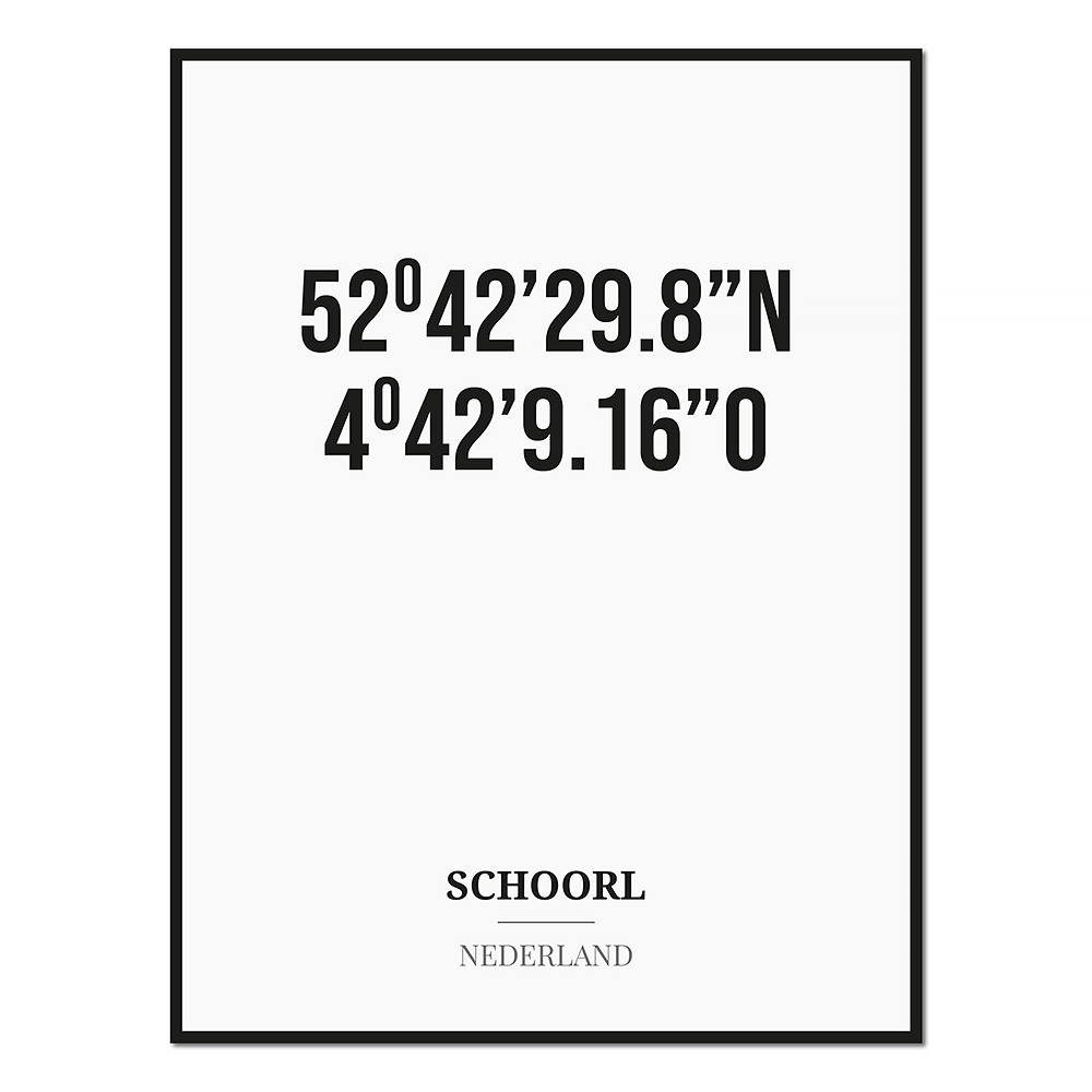 Poster/kaart SCHOORL met coördinaten