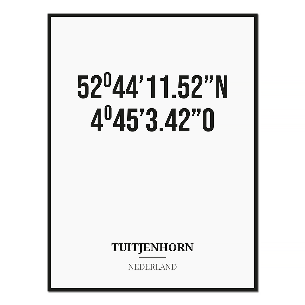 Poster/kaart TUITJENHORN met coördinaten