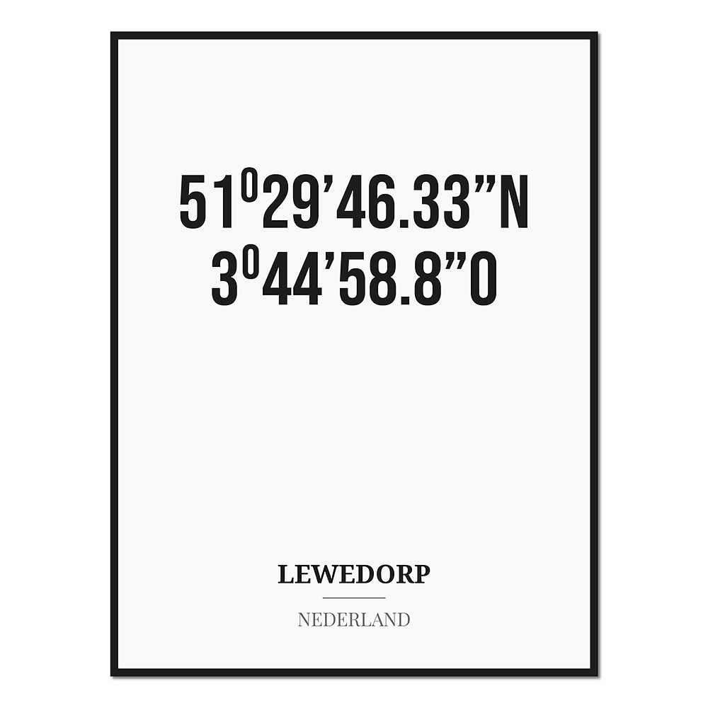 Poster/kaart LEWEDORP met coördinaten