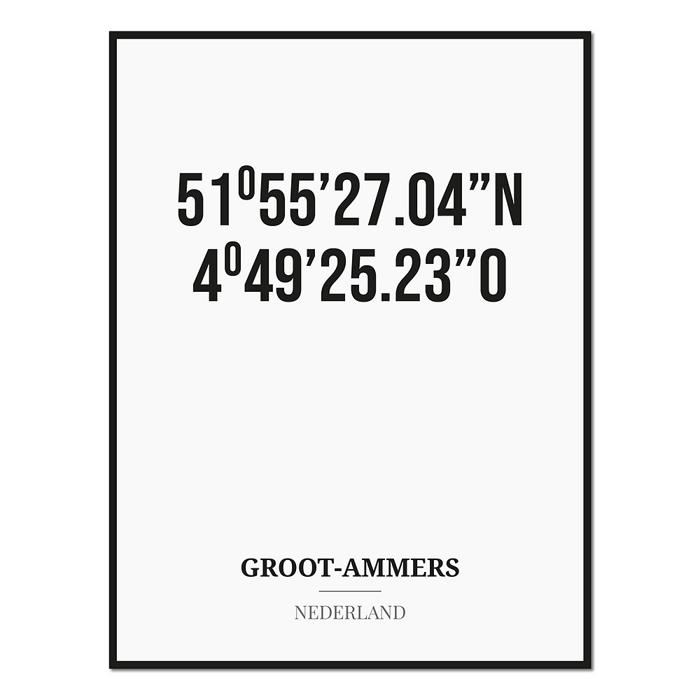Poster/kaart GROOT-AMMERS met coördinaten