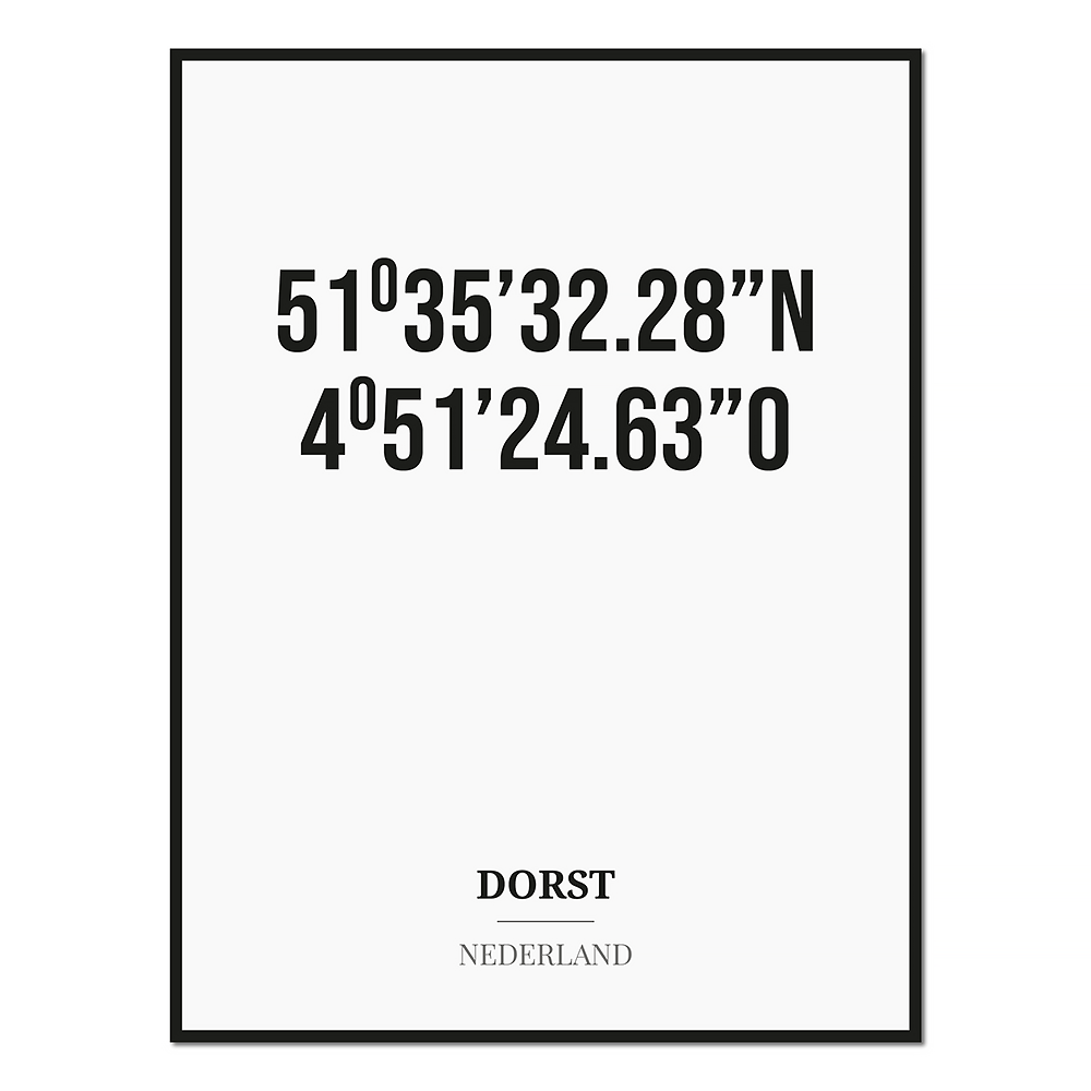 Poster/kaart DORST met coördinaten