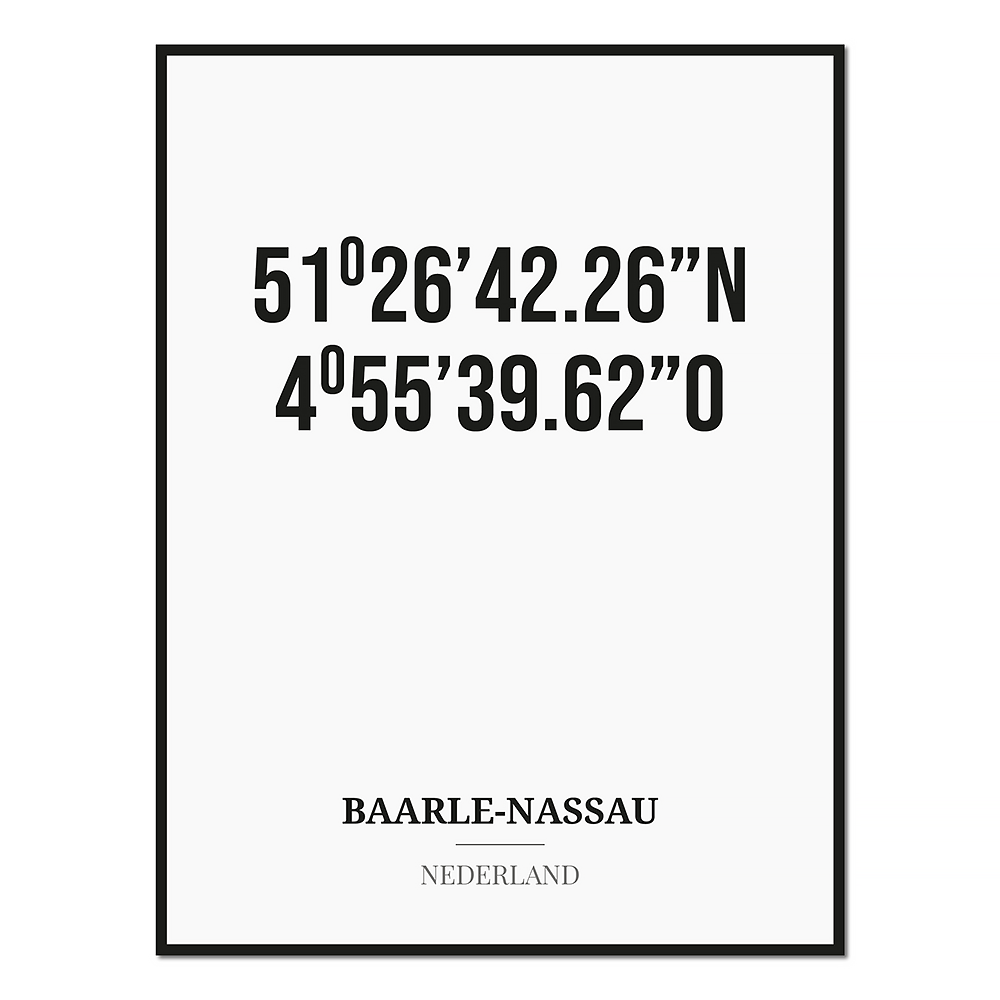 Poster/kaart BAARLE-NASSAU met coördinaten