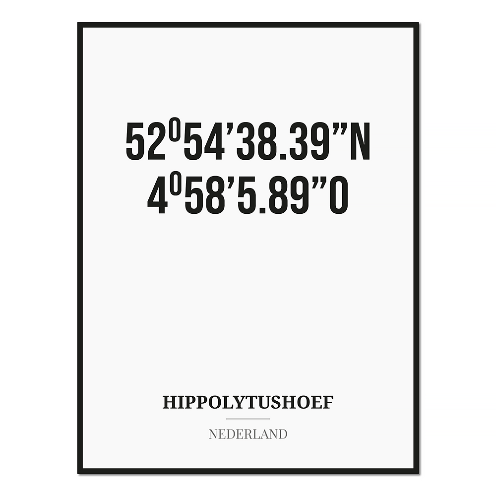 Poster/kaart HIPPOLYTUSHOEF met coördinaten