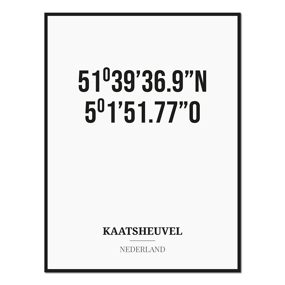 Poster/kaart KAATSHEUVEL met coördinaten