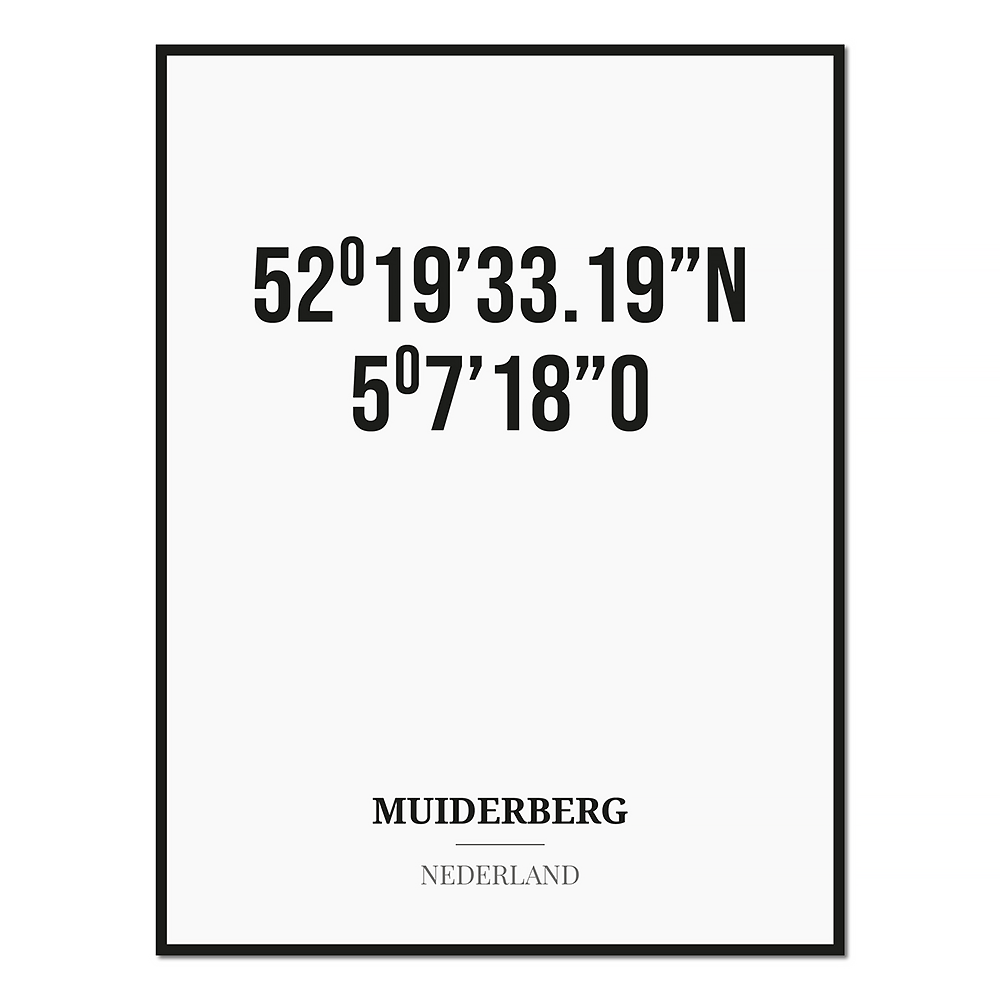 Poster/kaart MUIDERBERG met coördinaten