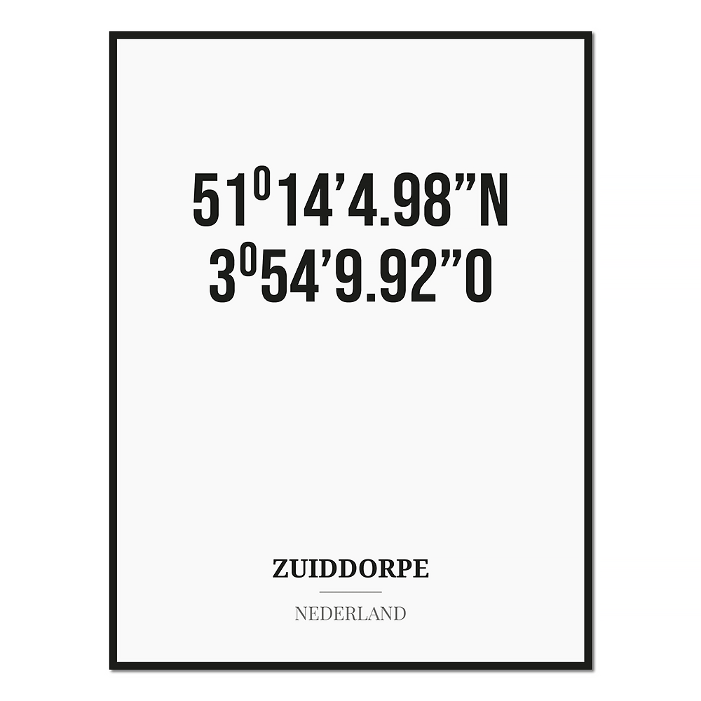 Poster/kaart ZUIDDORPE met coördinaten