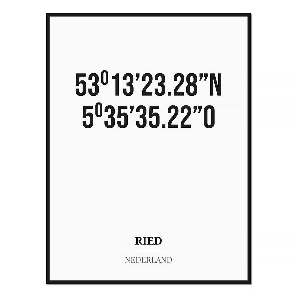 Poster/kaart RIED met coördinaten