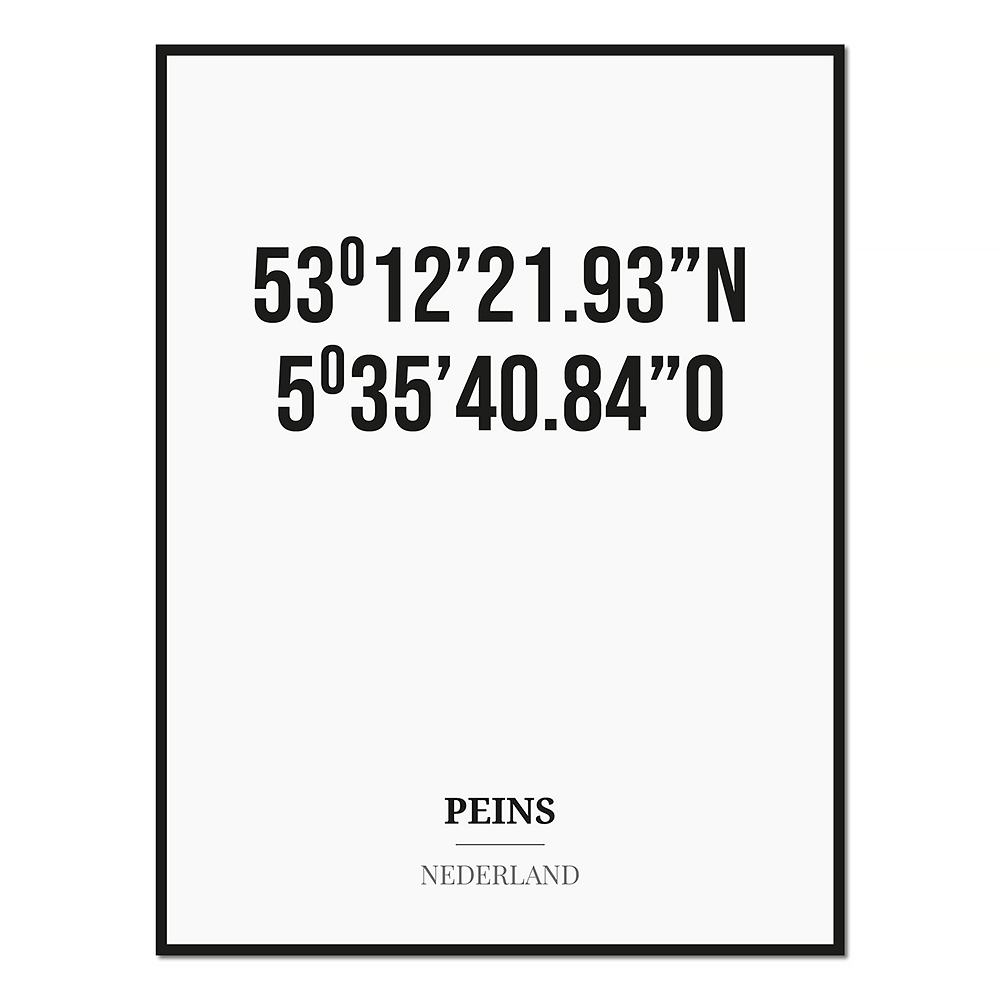 Poster/kaart PEINS met coördinaten