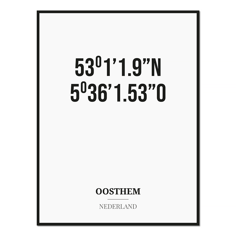 Poster/kaart OOSTHEM met coördinaten