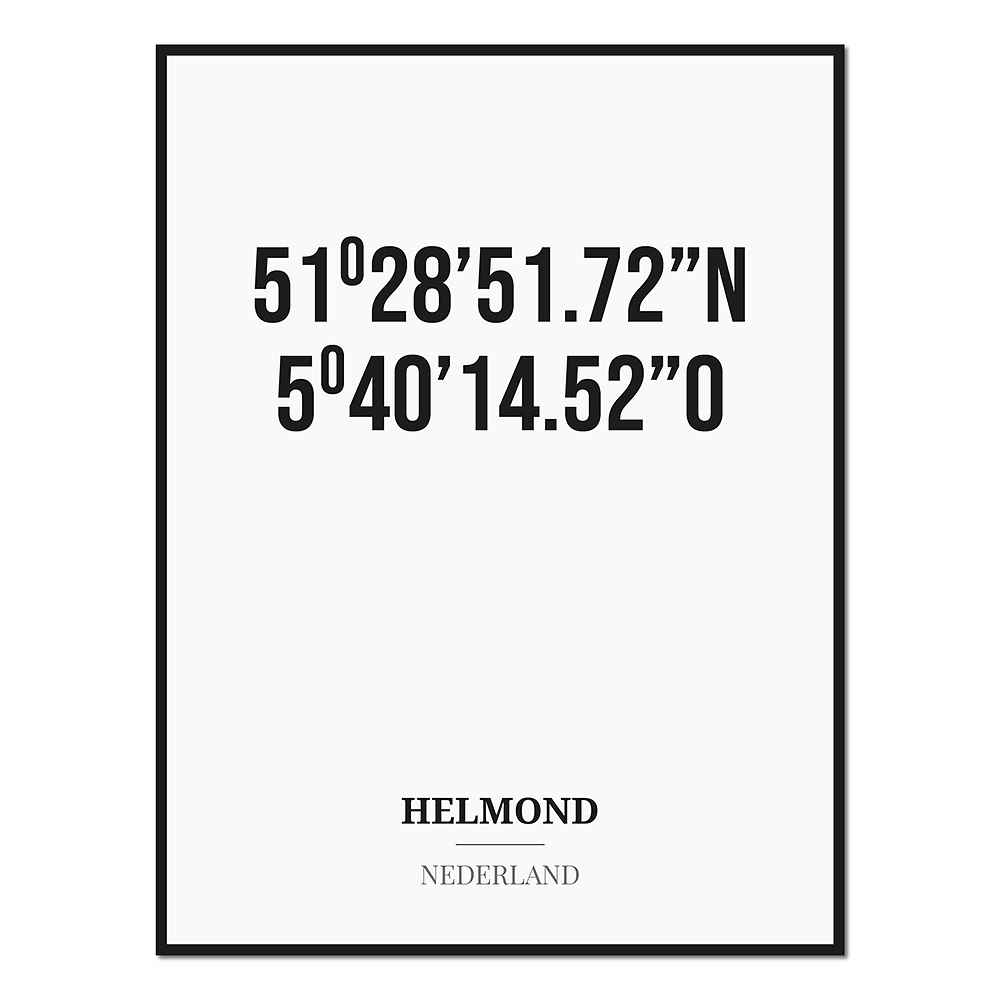 Poster/kaart HELMOND met coördinaten