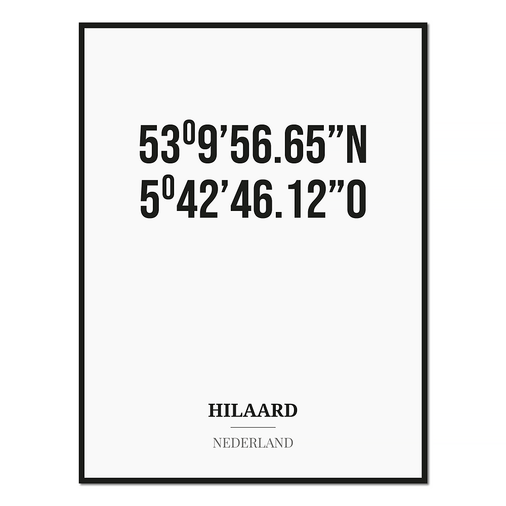 Poster/kaart HILAARD met coördinaten