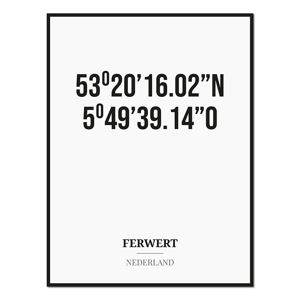 Poster/kaart FERWERT met coördinaten