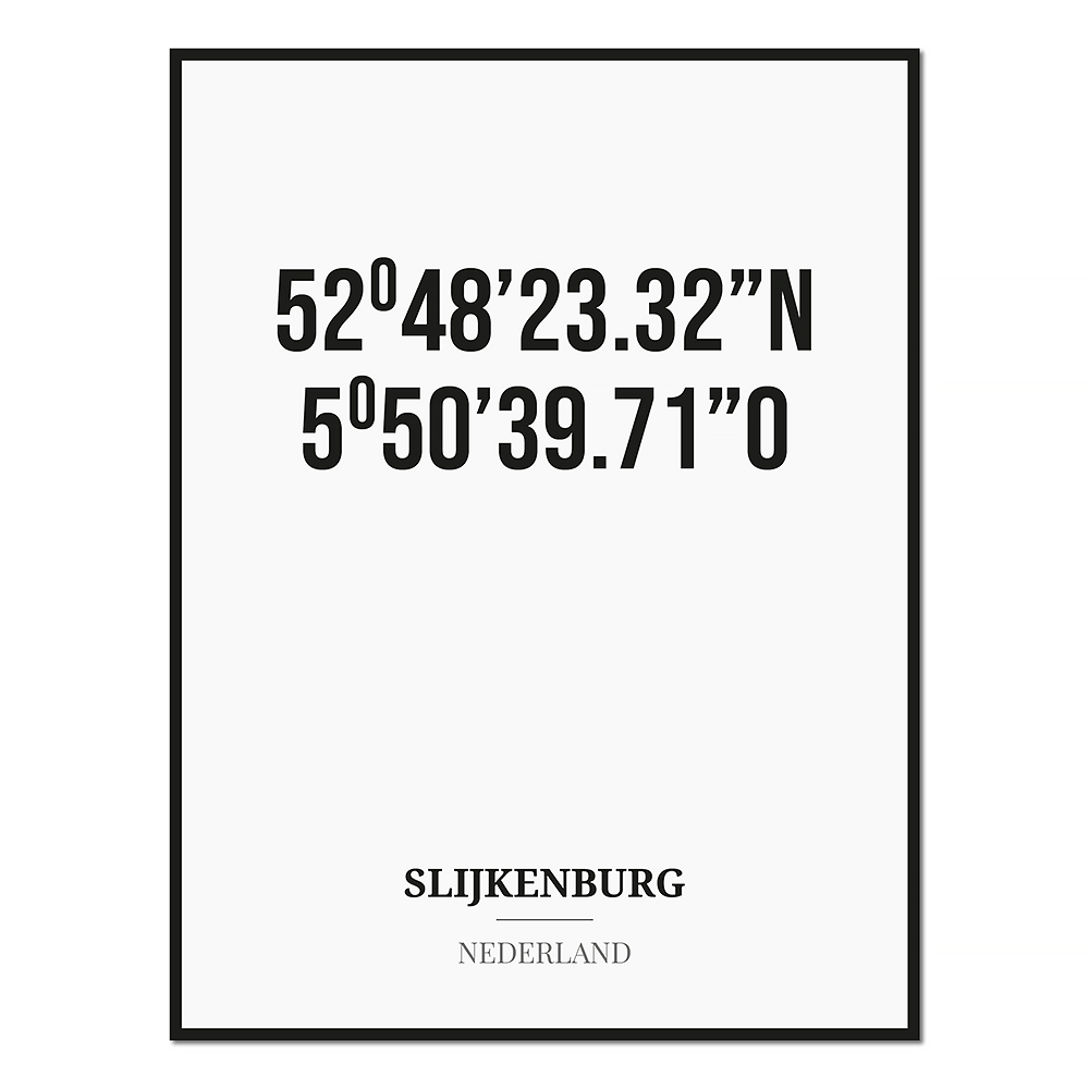 Poster/kaart SLIJKENBURG met coördinaten