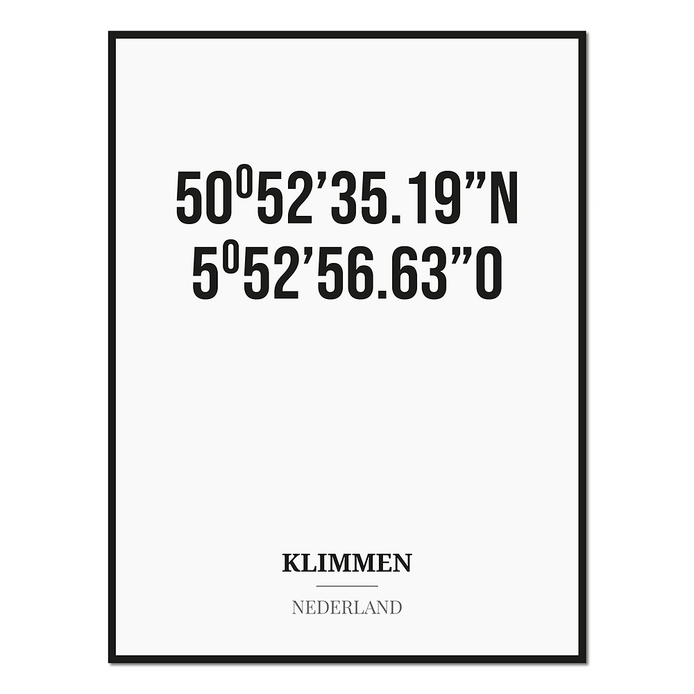 Poster/kaart KLIMMEN met coördinaten