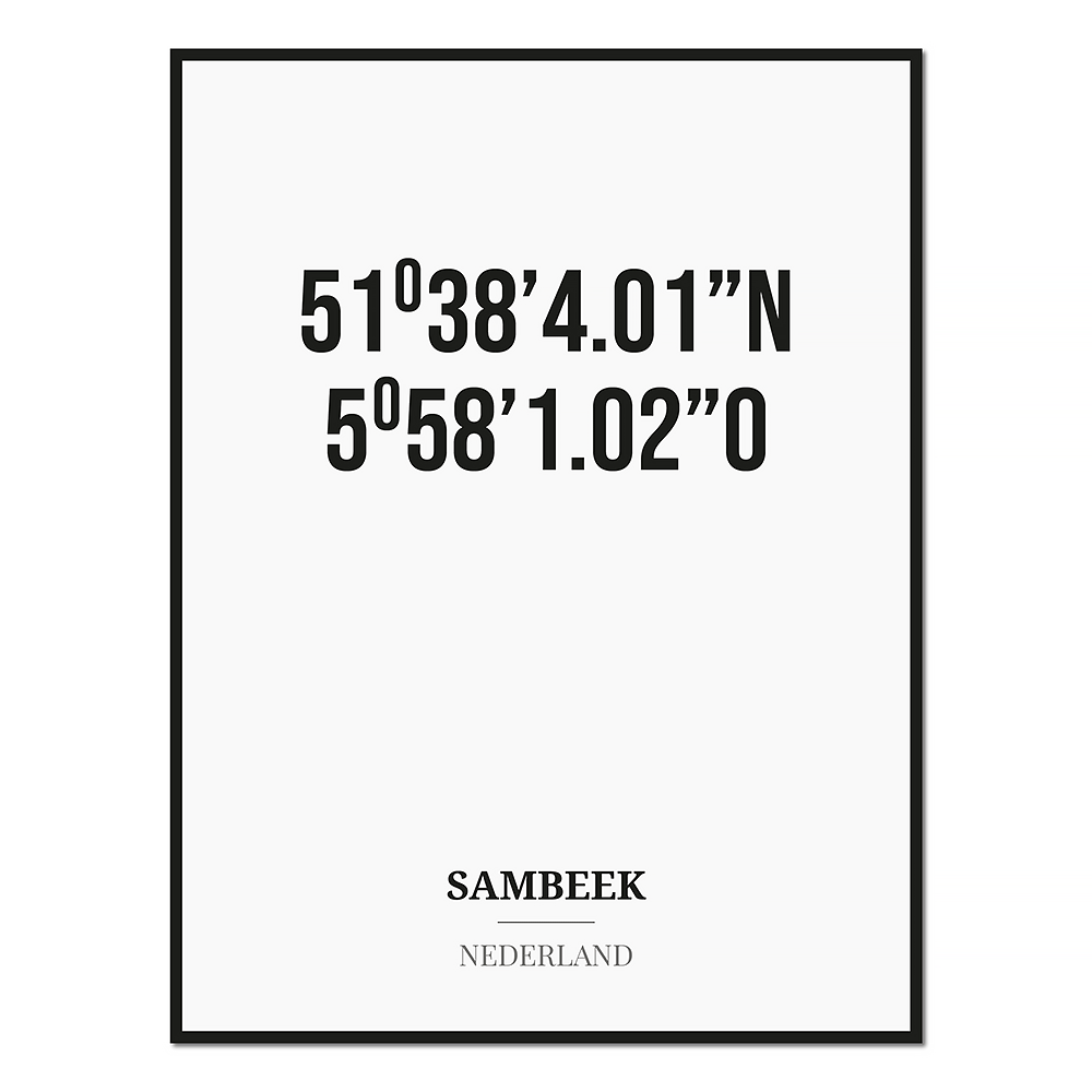 Poster/kaart SAMBEEK met coördinaten