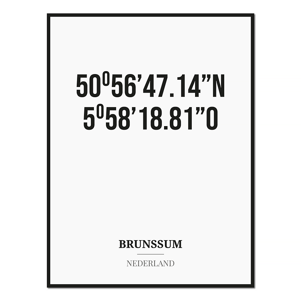 Poster/kaart BRUNSSUM met coördinaten