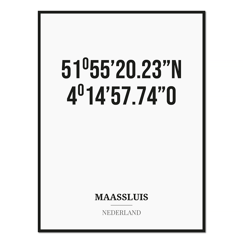 Poster/kaart MAASSLUIS met coördinaten