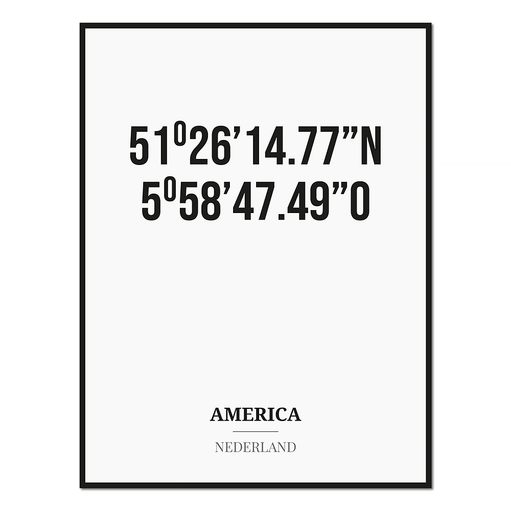 Poster/kaart AMERICA met coördinaten