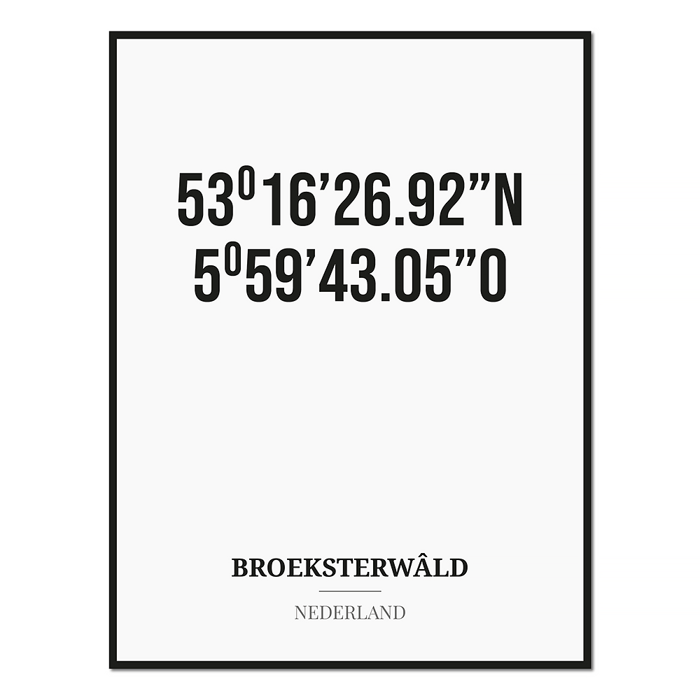 Poster/kaart BROEKSTERWÂLD met coördinaten
